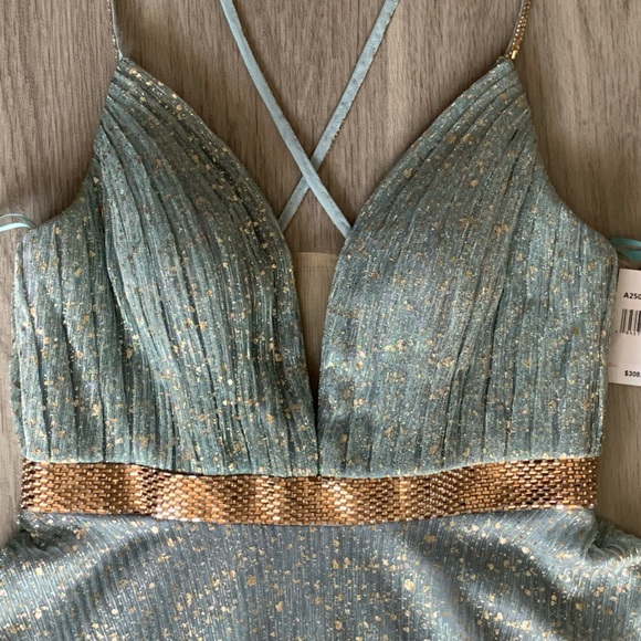 NWT AQUA Foil Fleck Crinkle Mesh Gown Exclusive Maxi Dress Size 4 - Picture 5 of 12